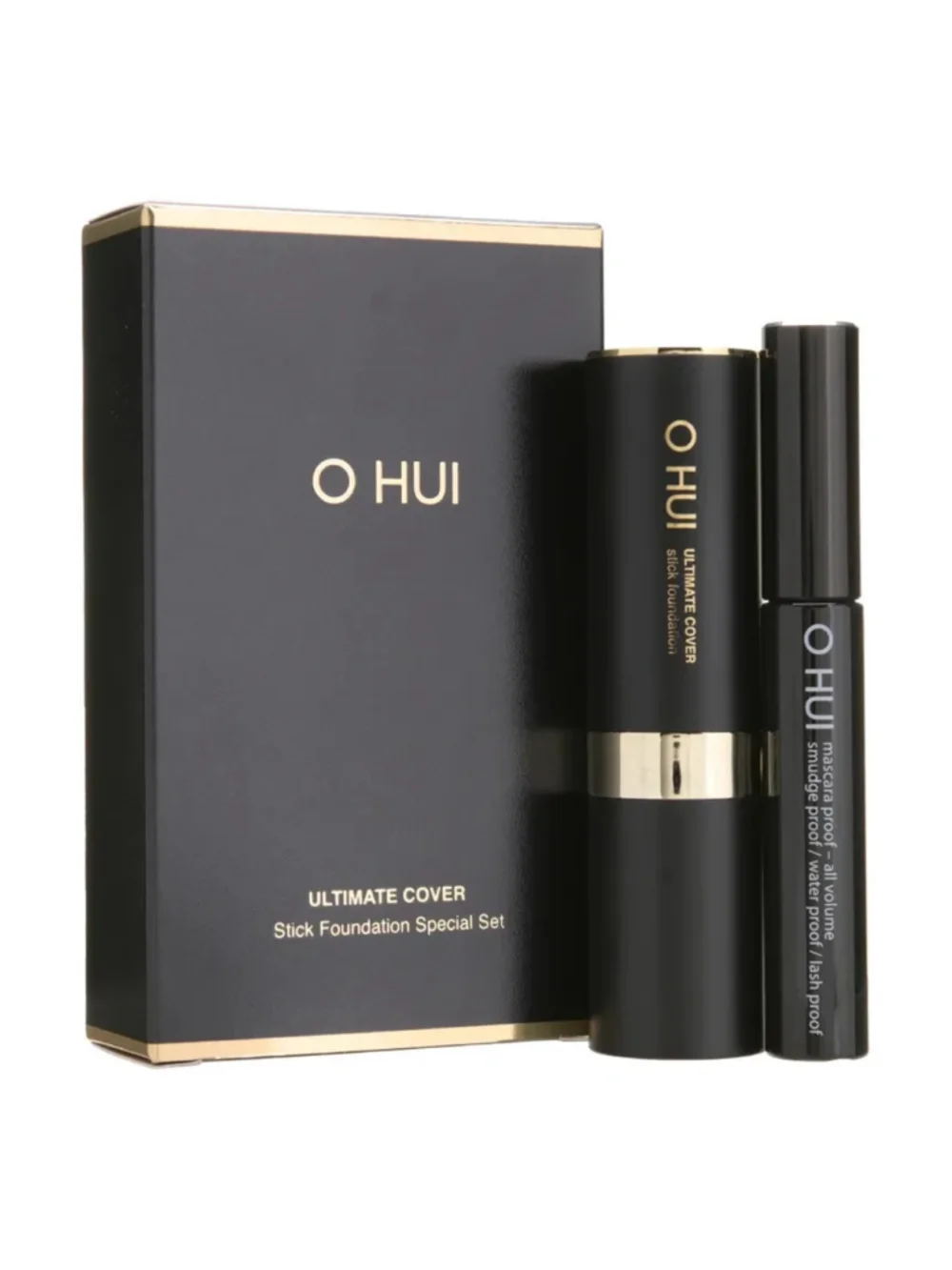 O HUI Ultimate Cover Stick Foundation Special Set #01 Milk Mascara K-Beauty